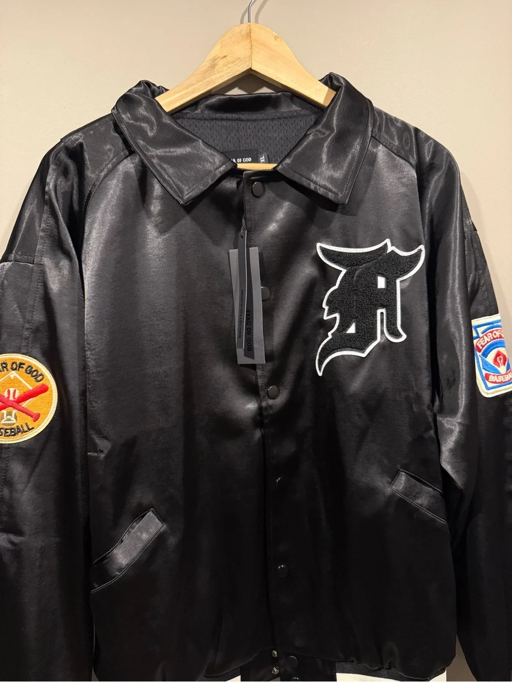 Fear of God baseball Satin Bomber Jacket w/ Patch XL slim fit 🚨open to offers🚨